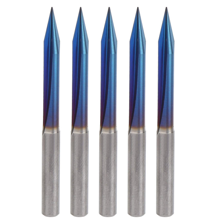 5Pcs 2 Nuten V Bits, 2 Nuten Gerade Nuten V Bits 0,3 mm Spitze Gravurwerkzeuge Blau 4 mm Schaftschne