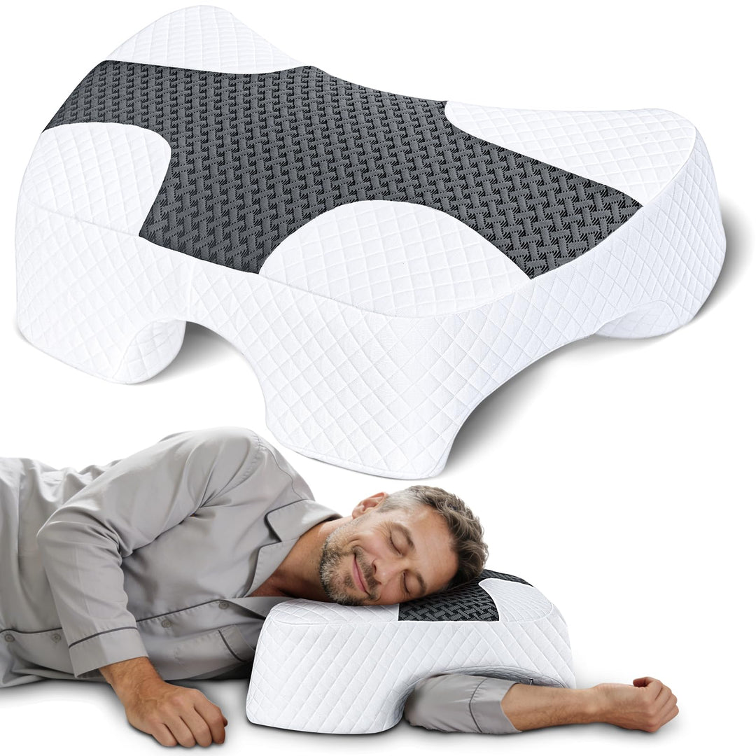 SAHEYER Seitenschläferkissen mit Armloch, Orthopädisches Nackenkissen Kopfkissen, Memory Foam Kissen