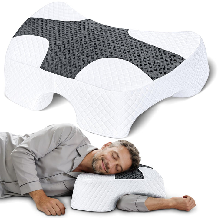 SAHEYER Seitenschläferkissen mit Armloch, Orthopädisches Nackenkissen Kopfkissen, Memory Foam Kissen