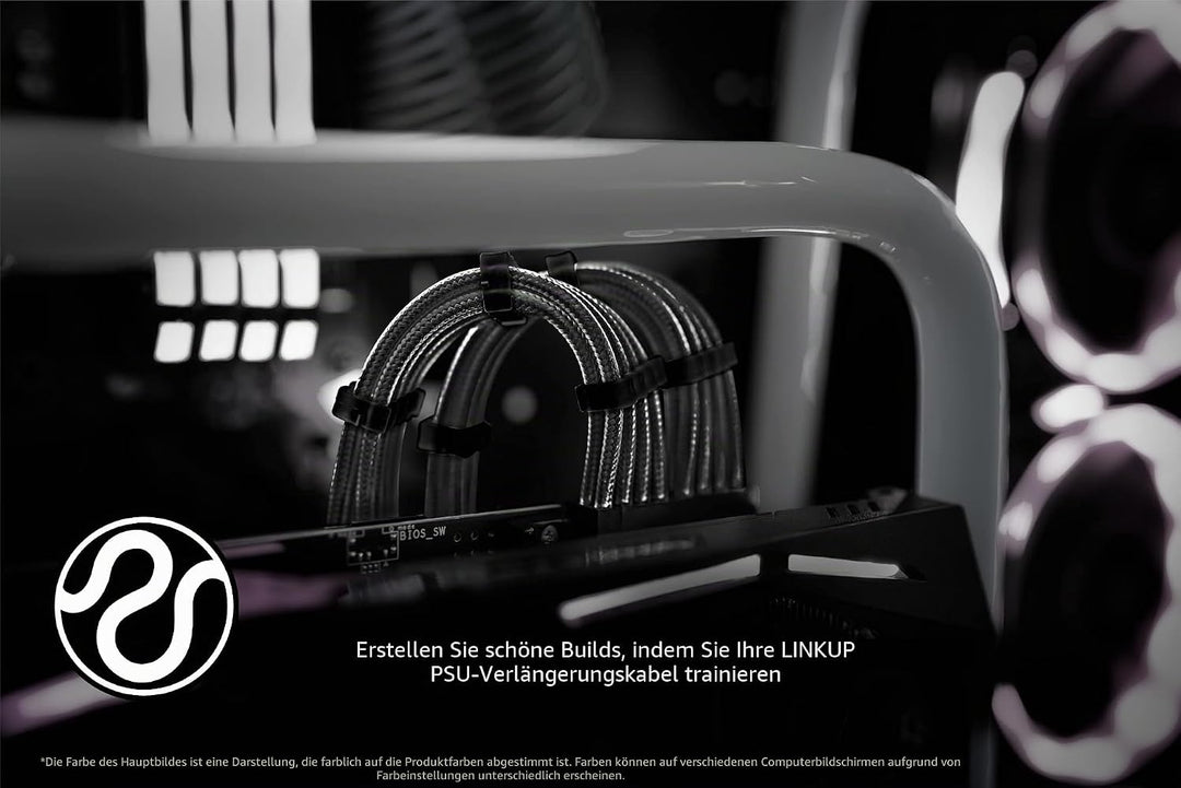 LINKUP - AVA 50cm PSU Kabelverlängerung Ummantelt GPU Nach Mass PC Stromversorgung mit Kamm-Kit - Ko