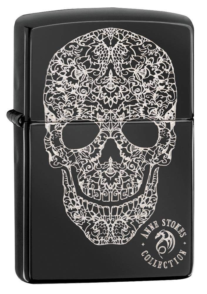 Zippo 49143 24756 Anne Stokes Collection Farbig Anne Stokes High Polish Black Fancy Skull, Farbig An