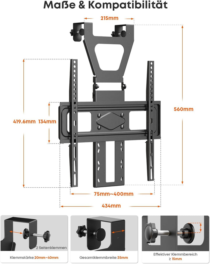 TV-Türhalterung 70 Zoll für Flach &amp; Curved, bis 50 kg, VESA 400x400