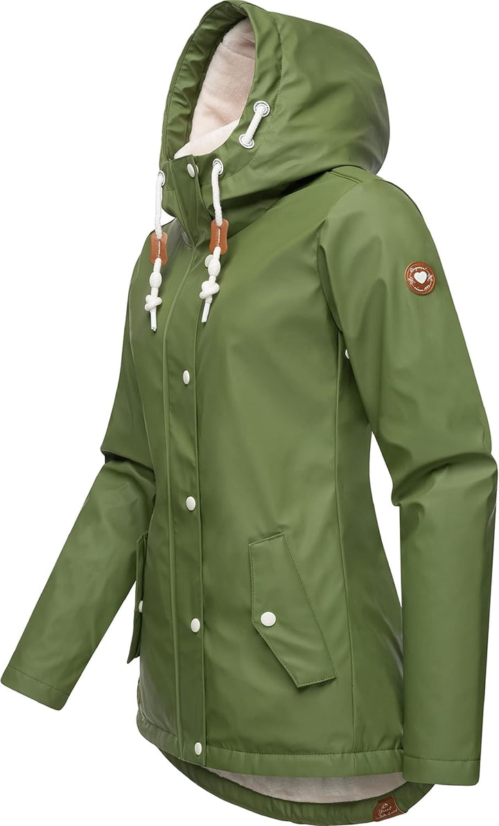 Ragwear Damen Winterjacke kurze Regenjacke wasserdicht warm gefüttert mit Kapuze Marge XS-6XL L Oliv