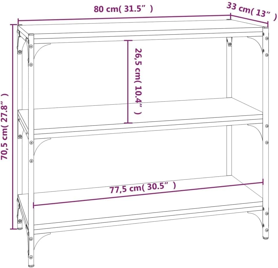 Libreria rovere fumo 80x33x70,5 cm Legno Multistrato e Acciaio