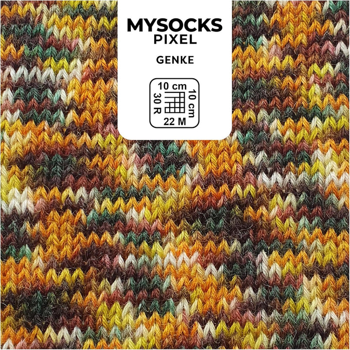 myboshi mysocks Pixel, 6-fädige Sockenwolle, strapazierfähig, Garn aus Schurwolle, filzfrei, 150g, L