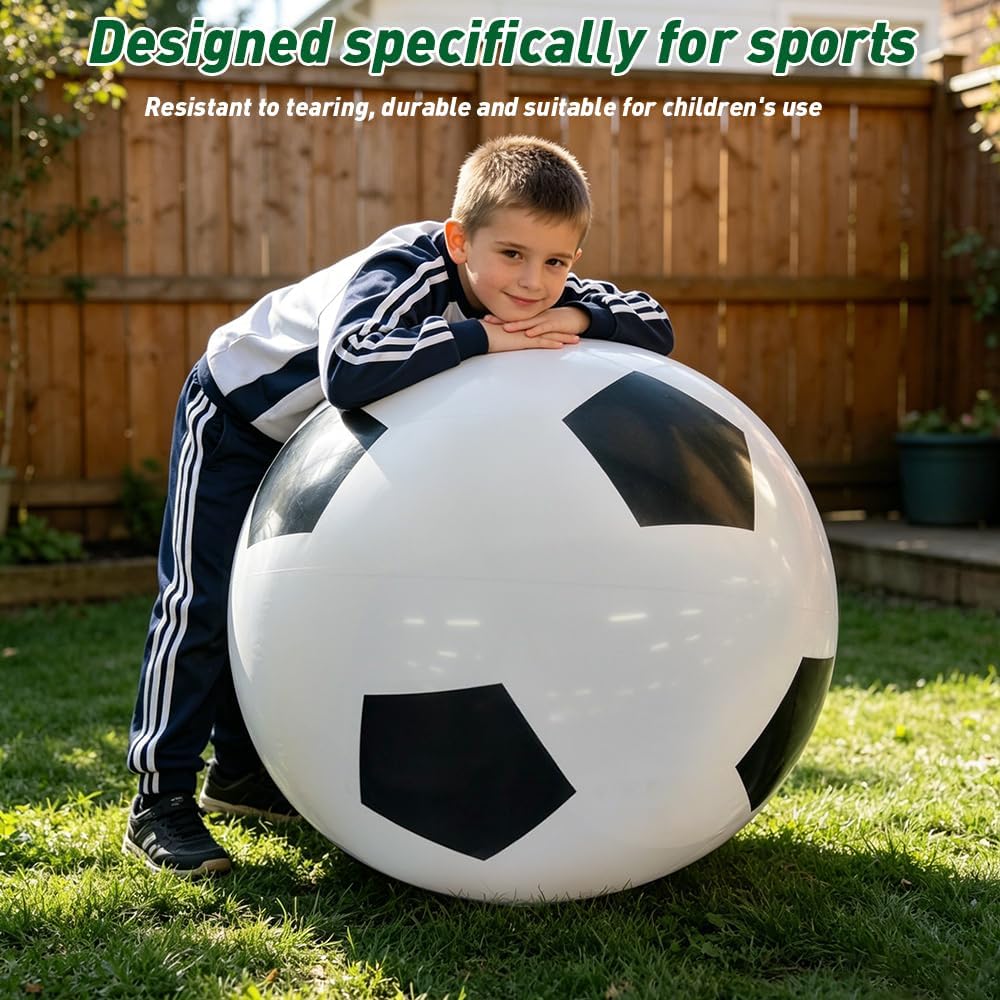 Fussball Ø 100 cm Gross, Riesen Aufblasbarer Wasserball, Aufblasbarer Riesen-Ball aus Robustem Gummi