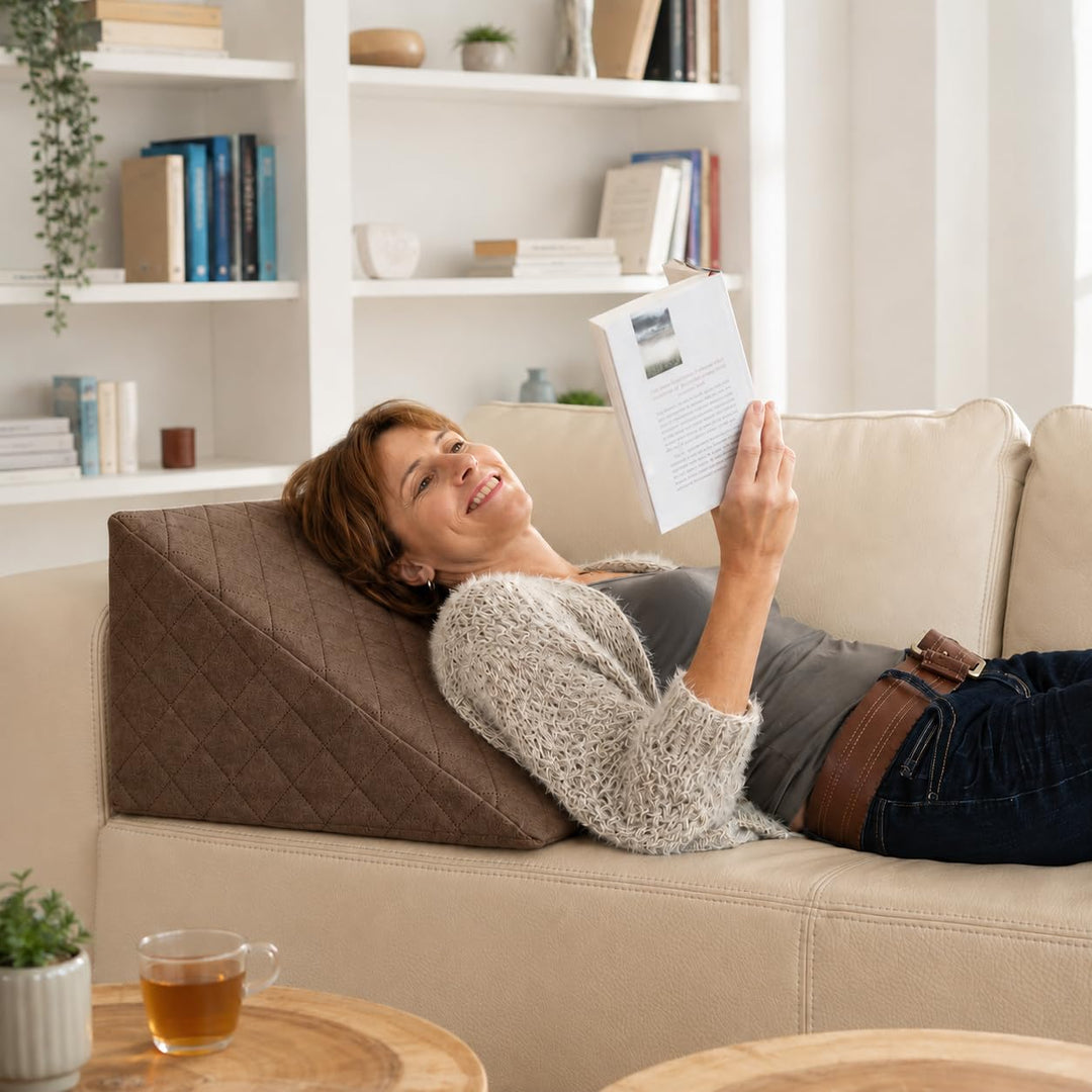 sabeatex® Rückenkissen, Keilkissen für Couch und Sofa, Lesekissen für bequemes Sitzen. 5 Unifarben f