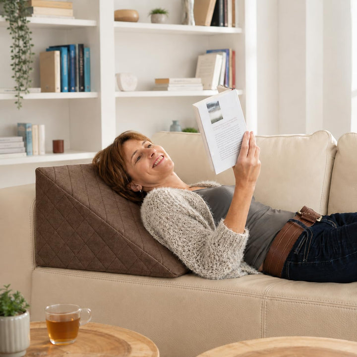 sabeatex® Rückenkissen, Keilkissen für Couch und Sofa, Lesekissen für bequemes Sitzen. 5 Unifarben f