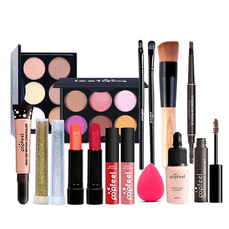 16St Schminkkasten Make-Up Set, Professionelles Kosmetische Schmink Set mit Lidschatten Lippengloss