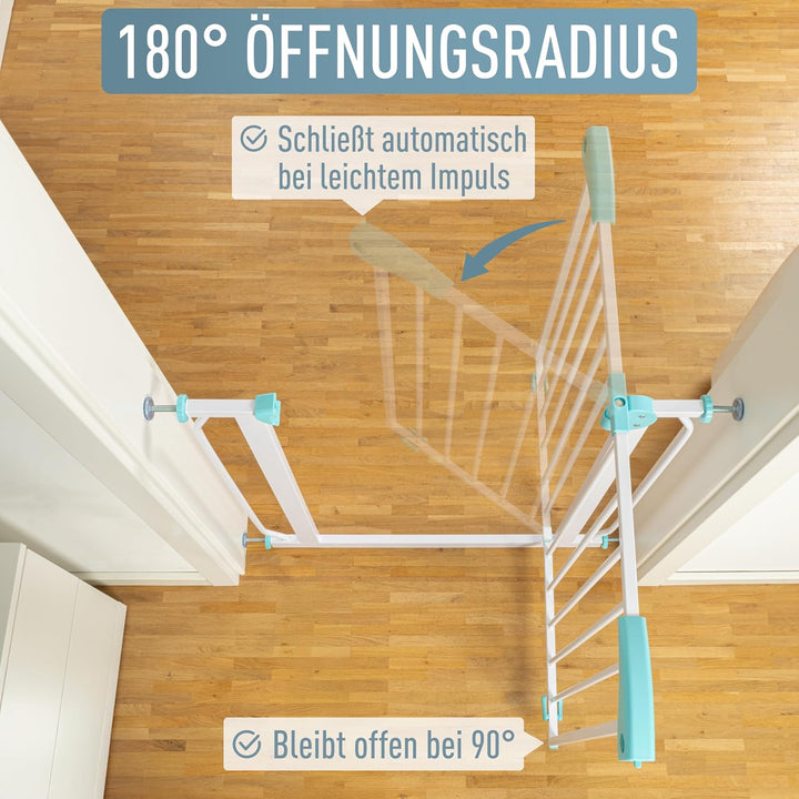 ib style® Berrin Treppengitter 67-175cm | Türschutzgitter | Ohne Bohren | Auto-Close | 90° Stop |Wei