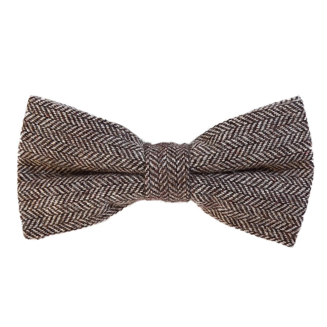 DonDon Herren Fliege 12 x 6 cm kariert gebunden und stufenlos justierbar aus Baumwolle im Tweed Styl