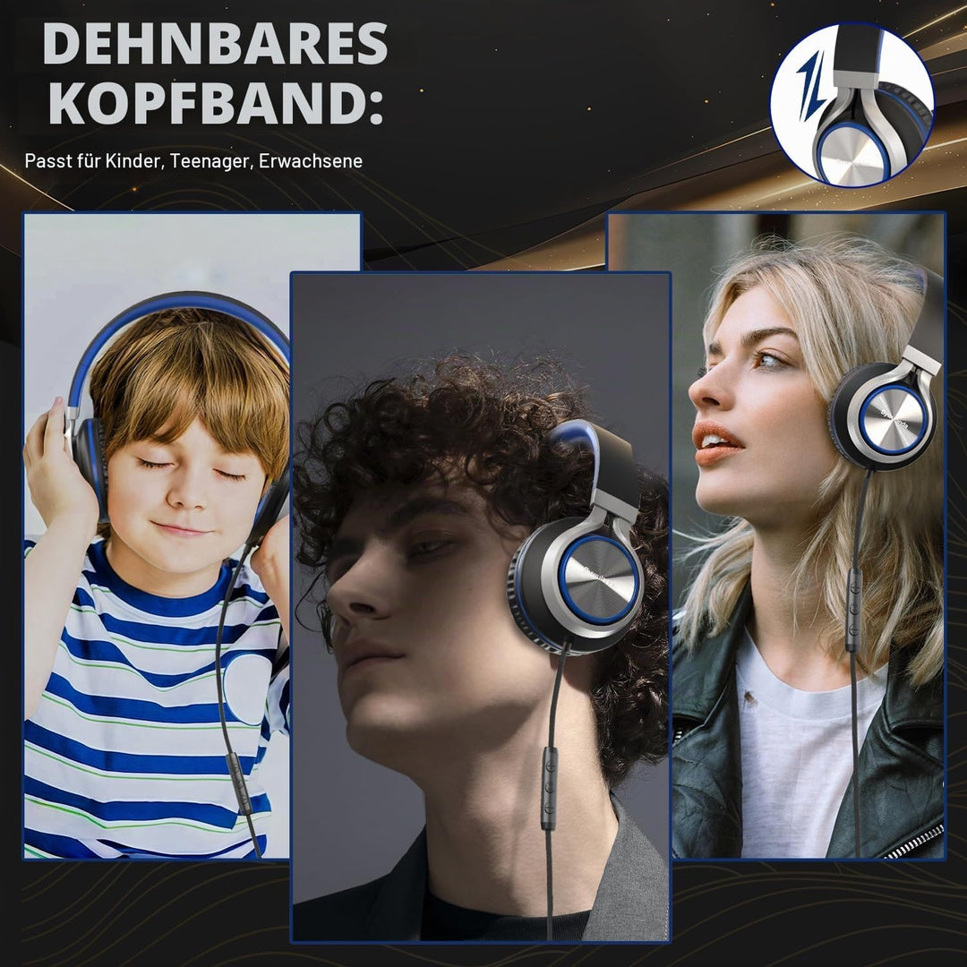 USB-C Kopfhörer mit Mikrofon und Lautstärkeregler, Over Ear Stereo Headsets für iPhone 15, 16 Pro, k