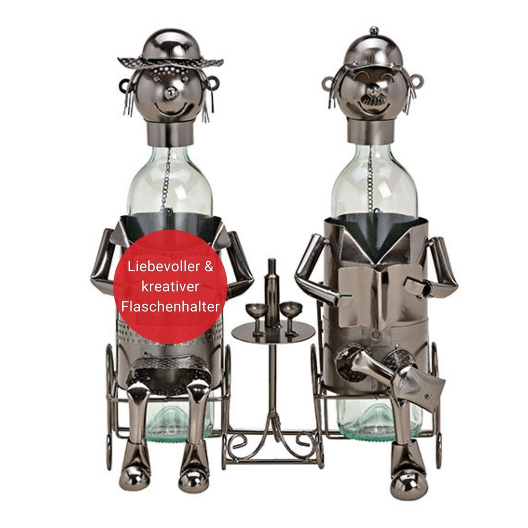 Wein Flaschenhalter - Weinflaschenhalter Metall mit Figuren als Geschenk oder Dekoartikel für zu Hau