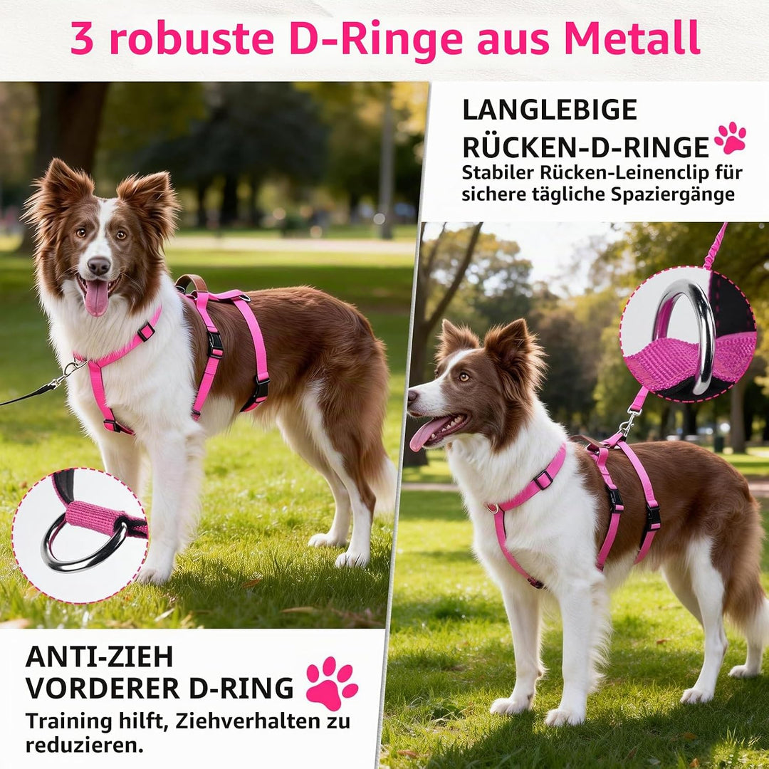 Hundegeschirr Ausbruchsicher, Anti Zug Sicherheitsgeschirr Hund, Verstellbare Brustgeschirr mit Grif