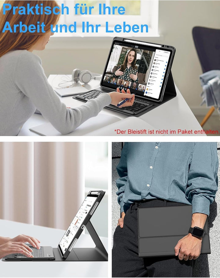 Tastatur Hülle für iPad Air 13 (M3/M2) 2025/2024, Deutsches QWERTZ, Magnetische Bluetooth Abnehmbar