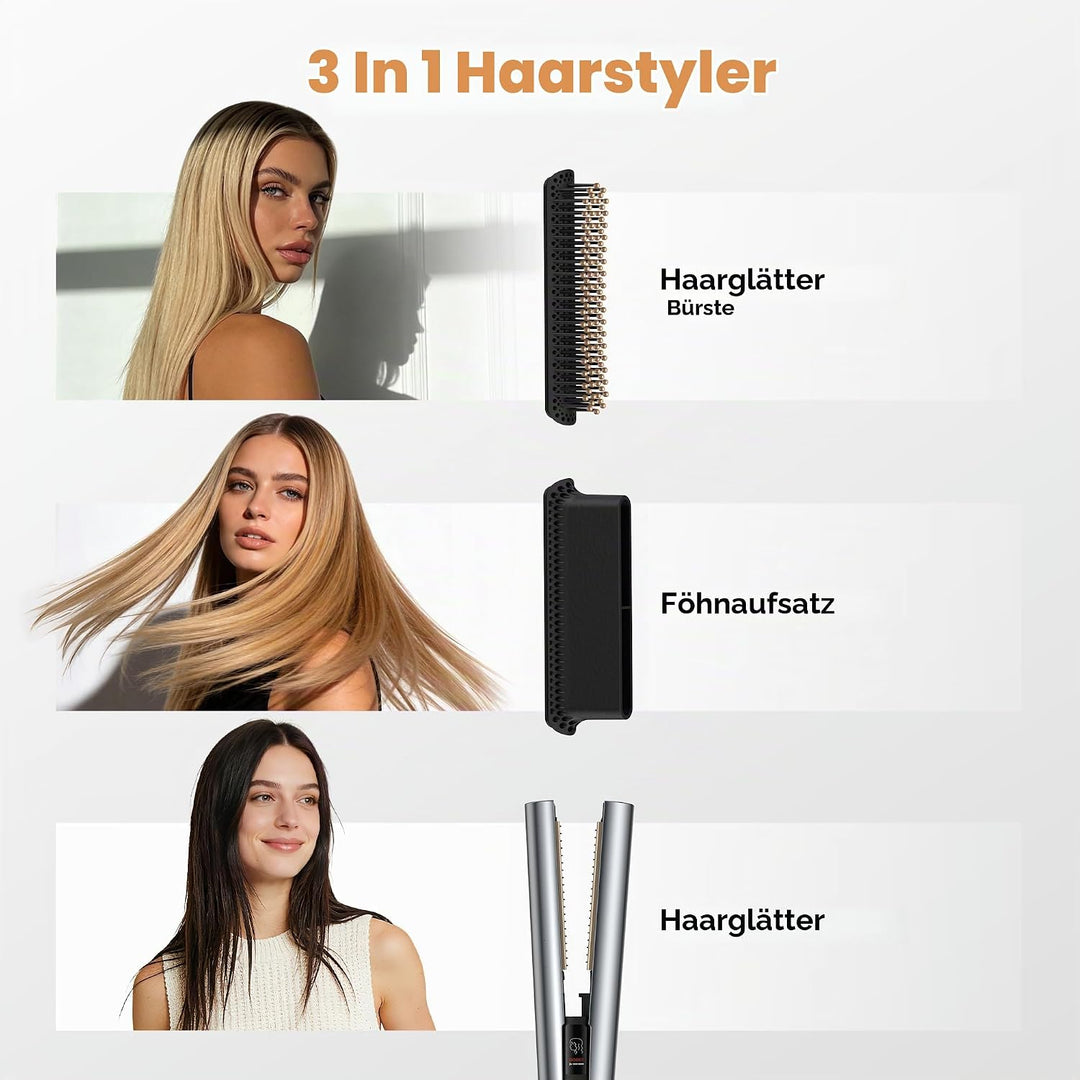 OKWRAP Air Straightener 110000RPM Air Haarglätter Glätteisen mit Luft 1600W Silber, Silber