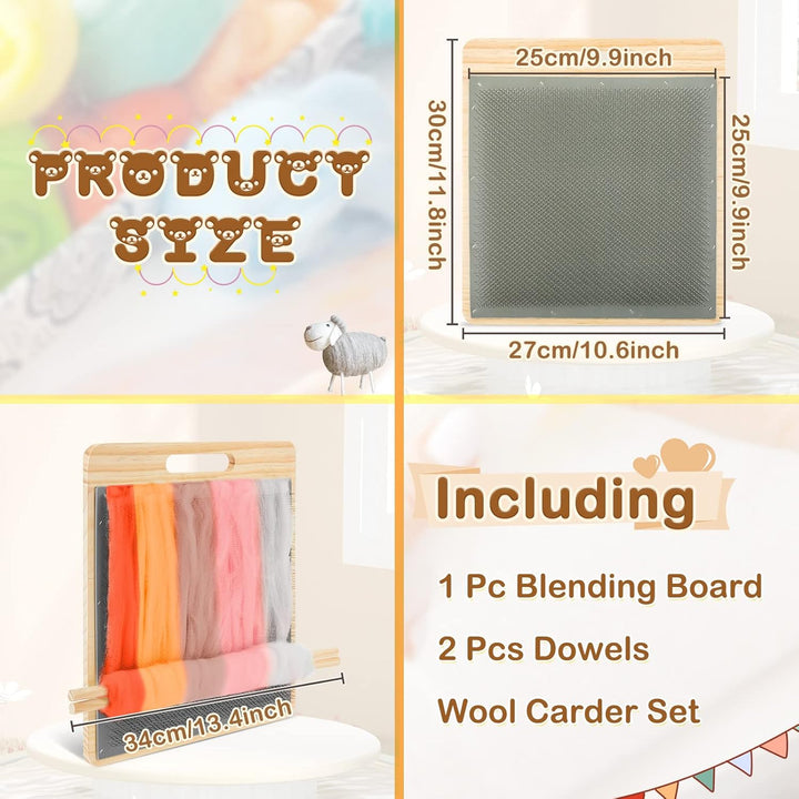 4 Pcs Wool Blending Board Carding Brush Set Wool Hand Carders Wood Brushes Wool Carders Needle Filti