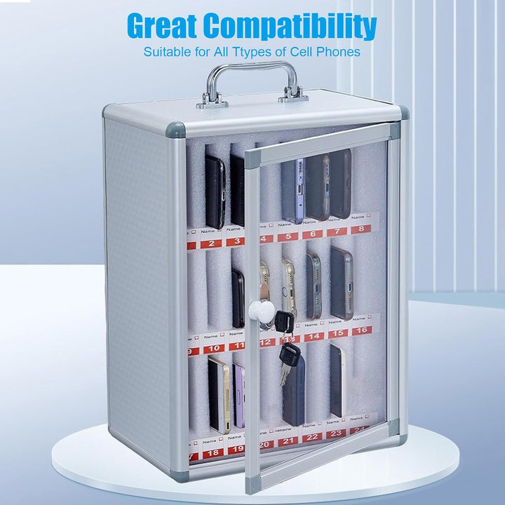 TAZZOR Handygarage mit Schlüssel Schliessfächer Transparente-24 Slots, 285 * 195 * 380mm Handy Aufbe