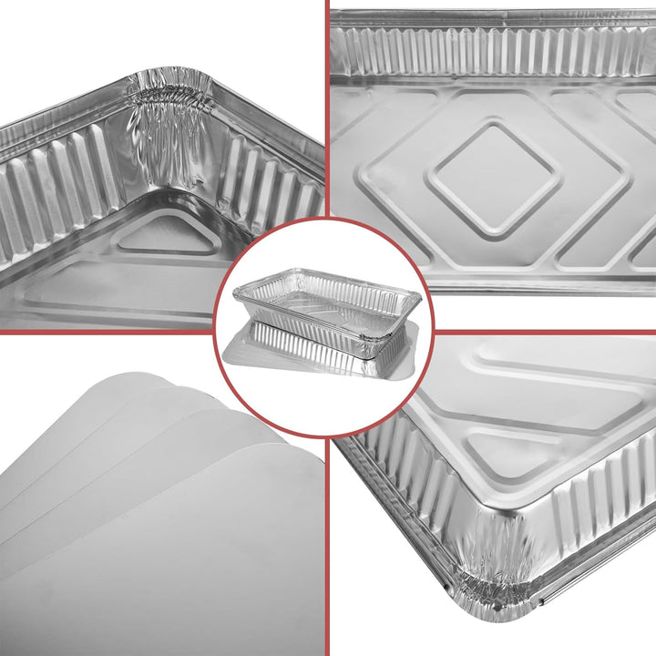 MIVIDE 30 Stück Grill Aluschalen mit Deckel, 2200ml Alu Grillschalen, Einwegschalen aus Aluminium fü