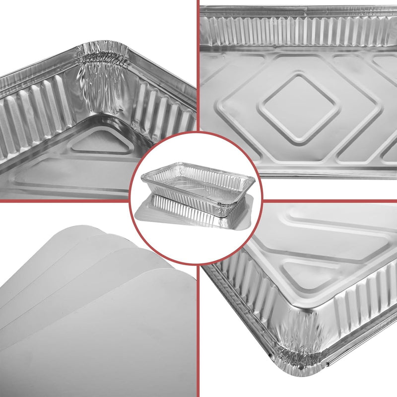 MIVIDE 30 Stück Grill Aluschalen mit Deckel, 2200ml Alu Grillschalen, Einwegschalen aus Aluminium fü