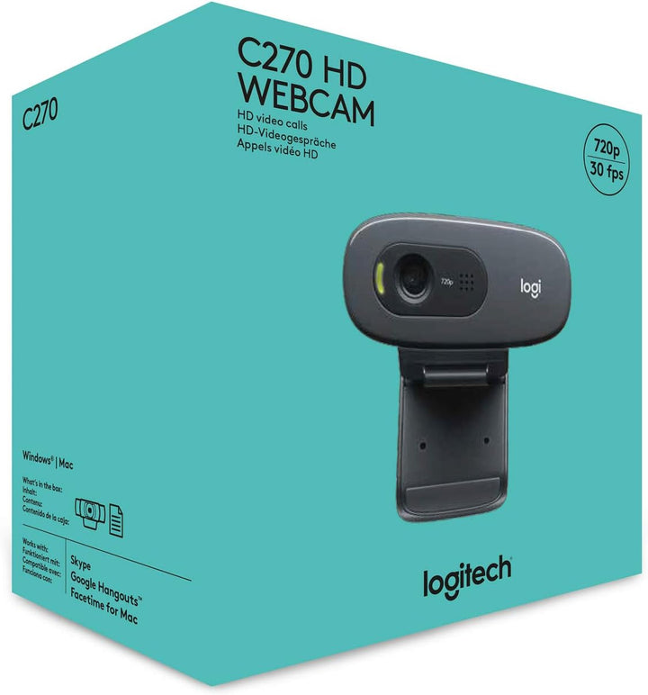 Logitech C270 1280 x 720pixels USB 2.0 schwarz Webcam – Webcams (1280 x 720 Pixel, 720p, 3 MP, USB 2