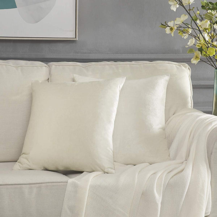 GIGIZAZA Samt Kissenbezug 50x50 cm Weiss Kissenbezüge 4er Pack Kissenhülle Dekokissen für Wohnzimmer