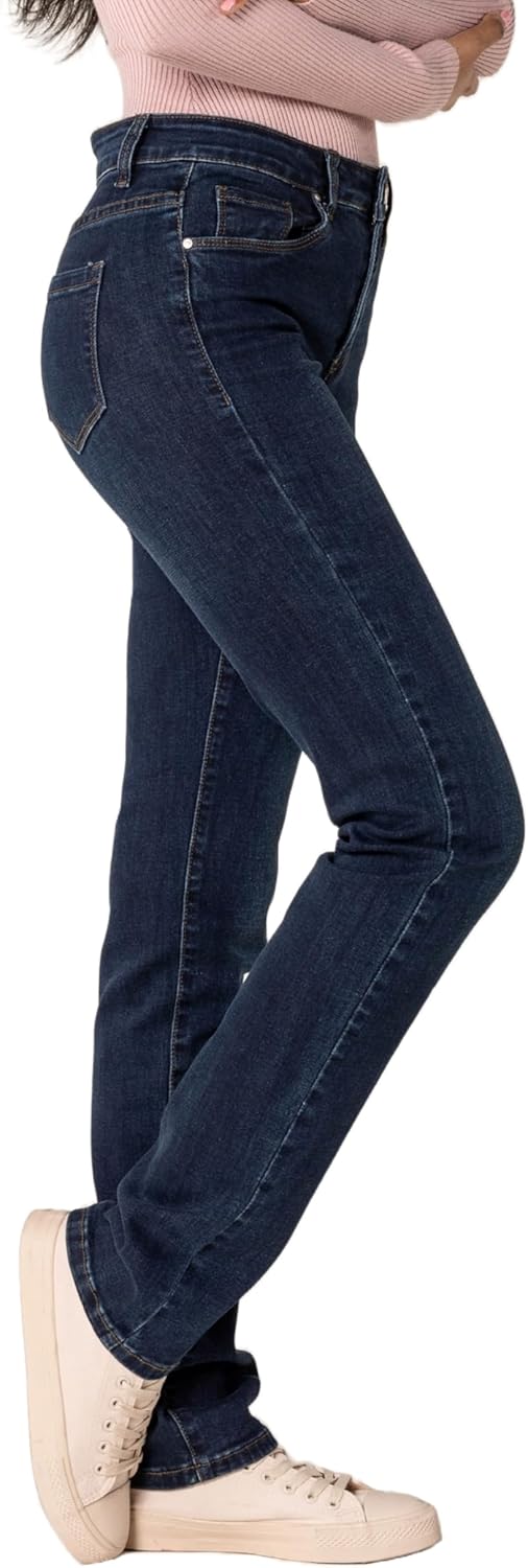 Nina Carter P209 Damen High Waist Tall Jeans Straight Leg Jeanshose mit geradem Beinschnitt Used-Loo