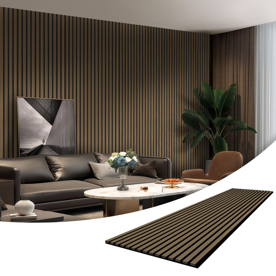 Akustikpaneele Holz 240x60cm(5,76m²),4 Pack Wandpaneele mit Holzfunier & Filz,Holzpaneele Wand für Z