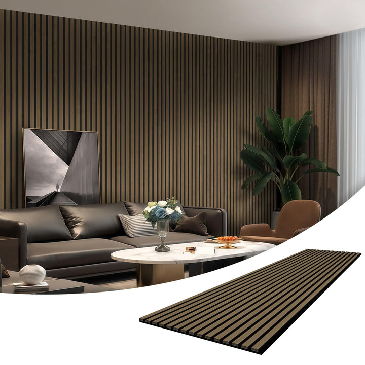Akustikpaneele Holz 240x60cm(5,76m²),4 Pack Wandpaneele mit Holzfunier & Filz,Holzpaneele Wand für Z