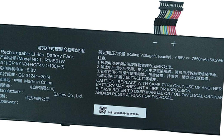 R15B01W R15BO1W Laptop Batterie Ersatz für Xiaomi Pro 15.6 inch Series Notebook (7.68V 60.2Wh 7850mA