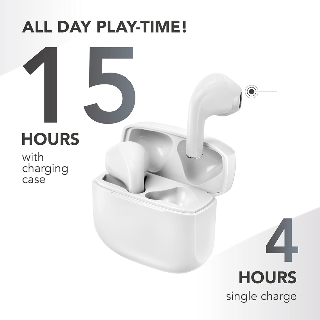 Music Sound | Swag - Kabelloses Kapsel-Headset - Wiedergabezeit bis 20 Stunden - Bluetooth - weiss,