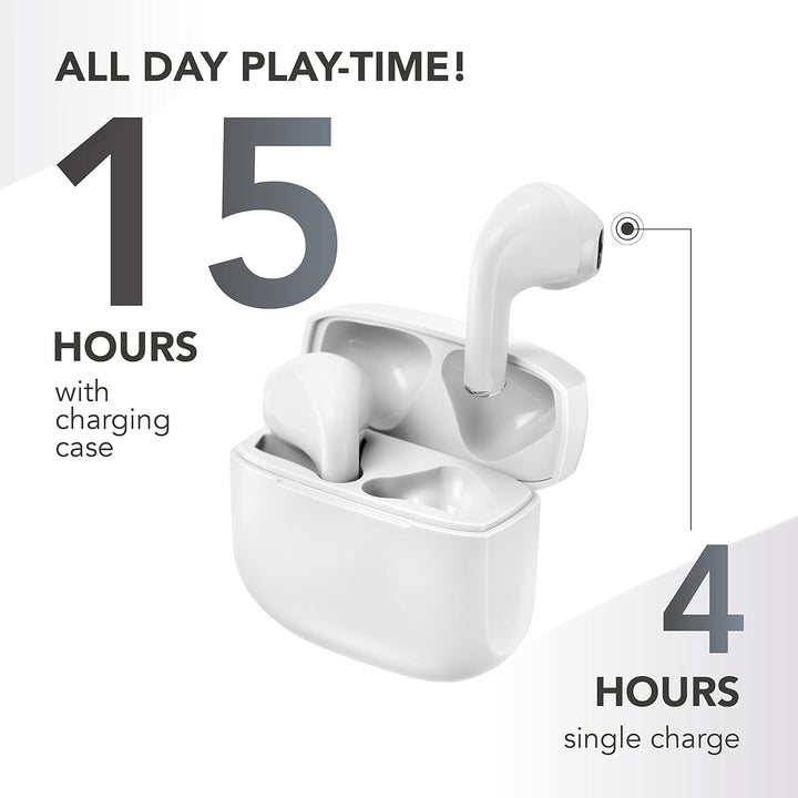Music Sound | Swag - Kabelloses Kapsel-Headset - Wiedergabezeit bis 20 Stunden - Bluetooth - weiss,