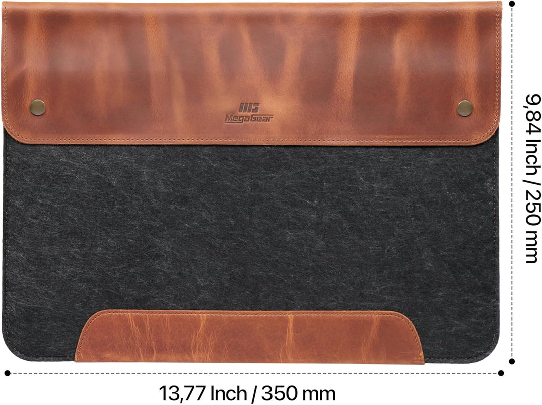 MegaGear MacBook-Tasche aus echtem Leder und Fleece, Laptop-Hülle für MacBook Pro und MacBook Air Hü