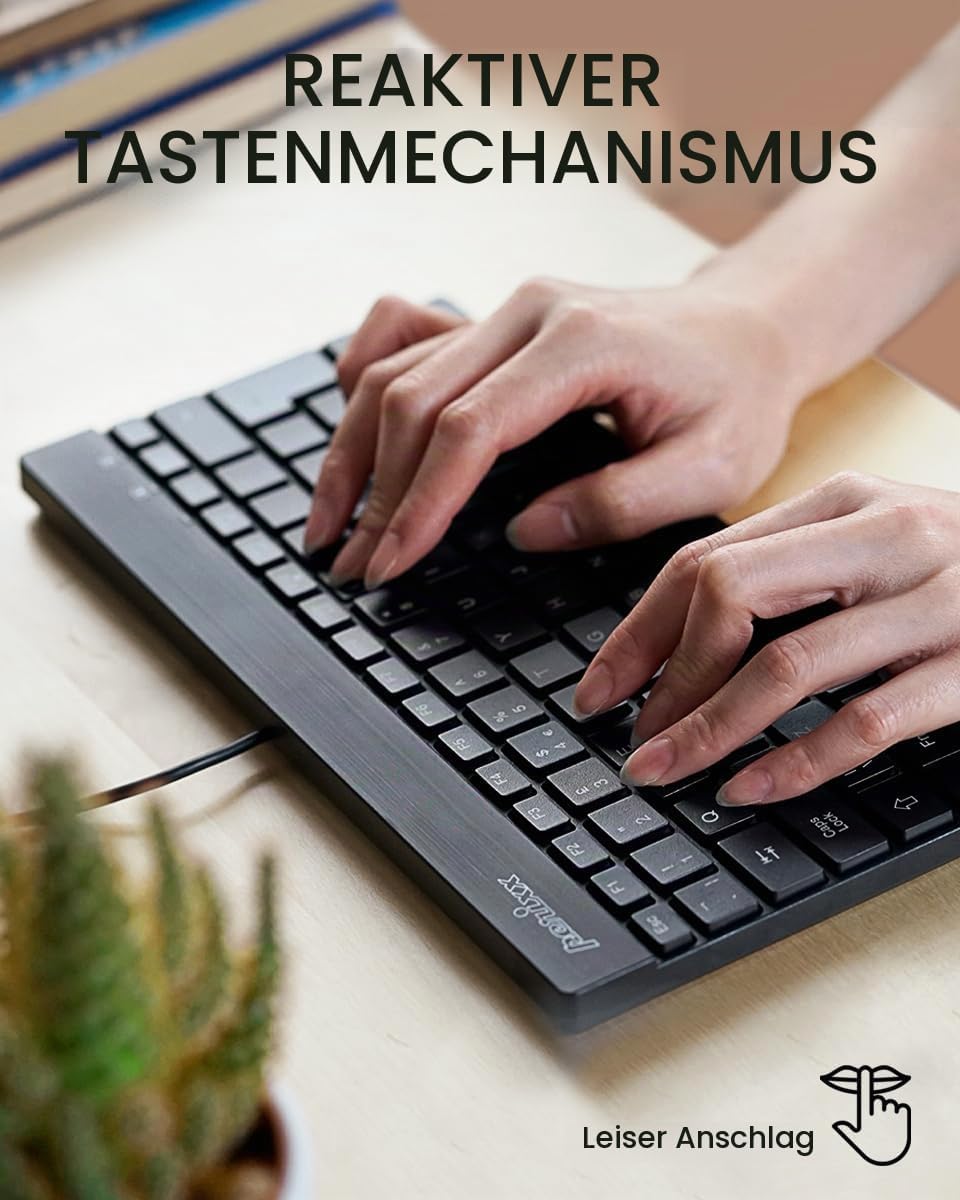 perixx PERIBOARD-426 Mini-Tastatur mit USB-Kabel, Französisch AZERTY, Schwarz, Schwarz