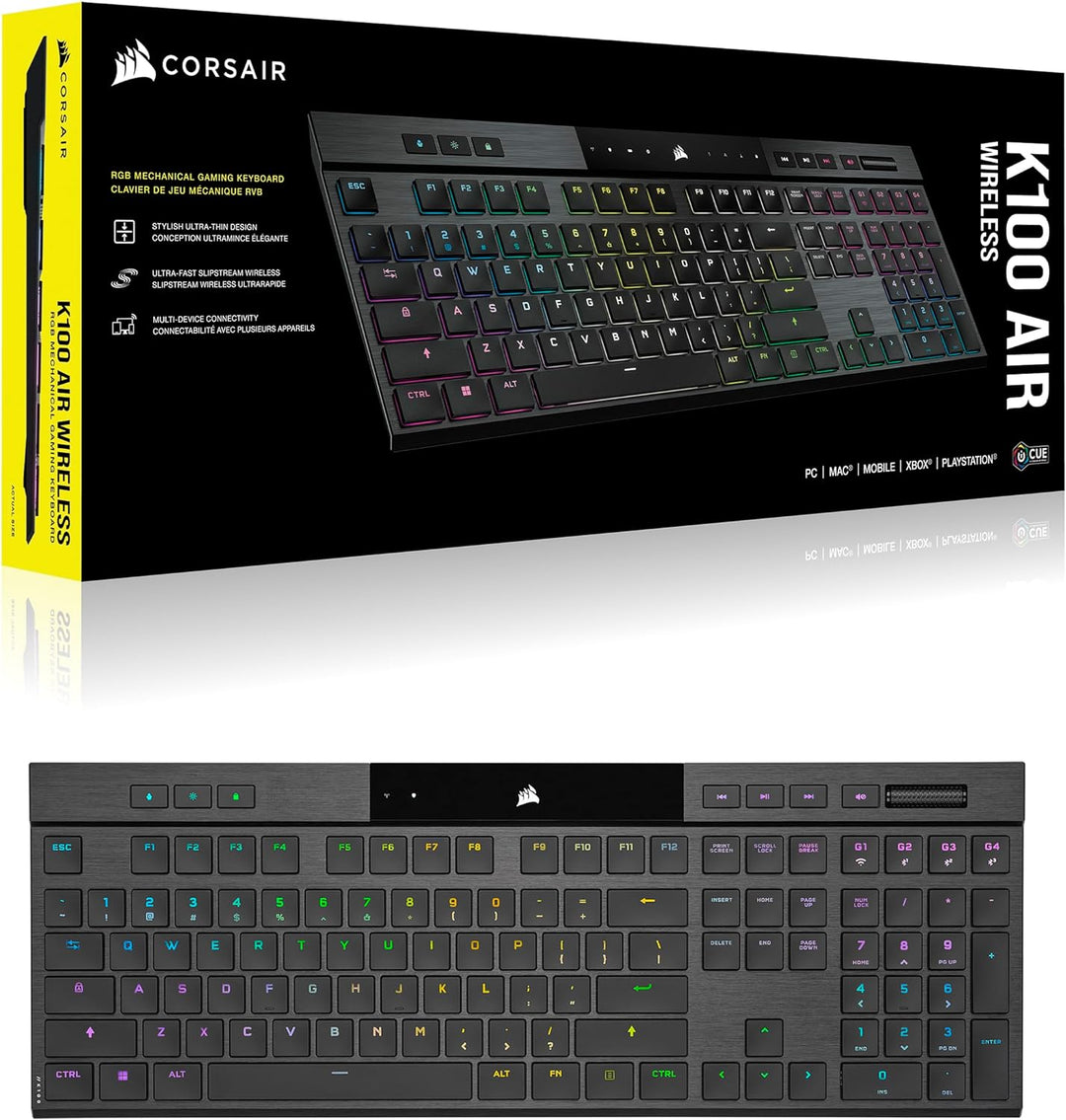 Corsair K100 AIR Wireless RGB Mechanische Gaming-Tastatur - Ultradünn, Sub-1ms Slipstream, Low-Laten
