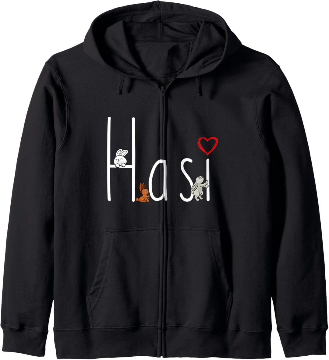 Hasi Kaninchen mit Herz Hasen Pulli Häschen Hasi Kapuzenjacke