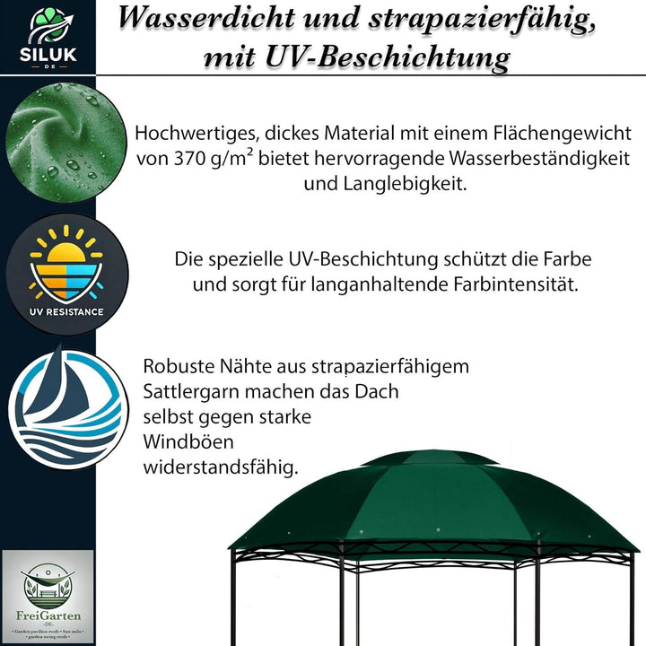 freigarten.de Ersatzdach für Pavillon Ø 350 [cm] Wasserdicht Material: Panama PCV Soft 370g/m² extra