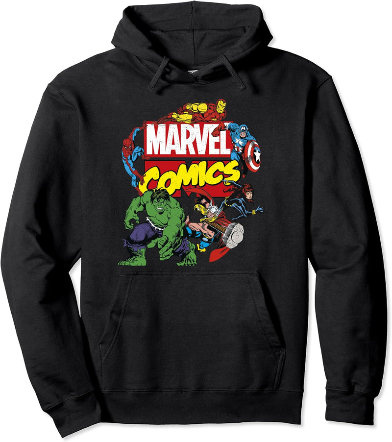 Marvel Comics Avengers Group Shot Around Logo Poster Pullover Hoodie