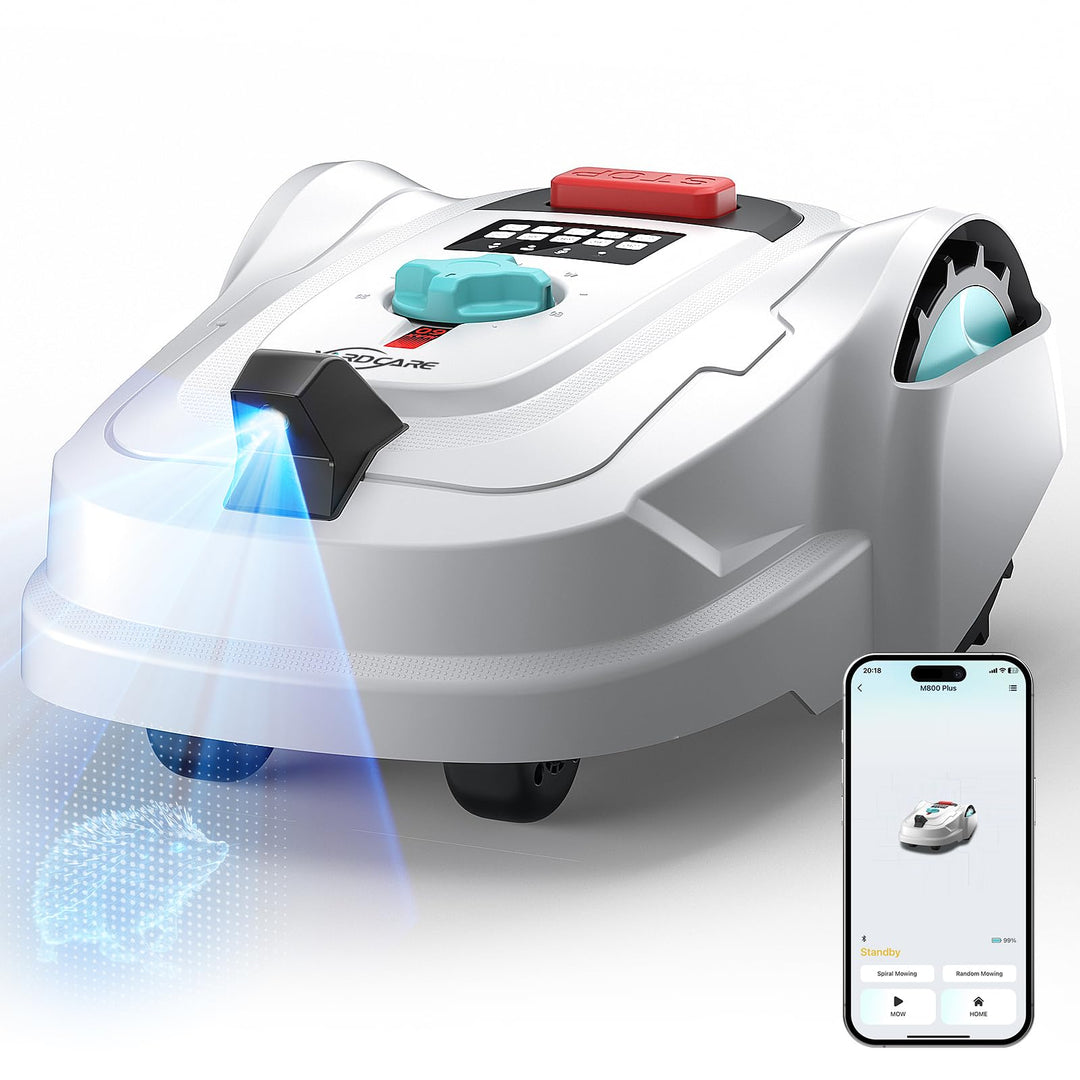 YARDCARE M800Plus Mähroboter ohne Begrenzungskabel,Max. 800 m²,GPS Positionierung+KI Vision,U-förmig