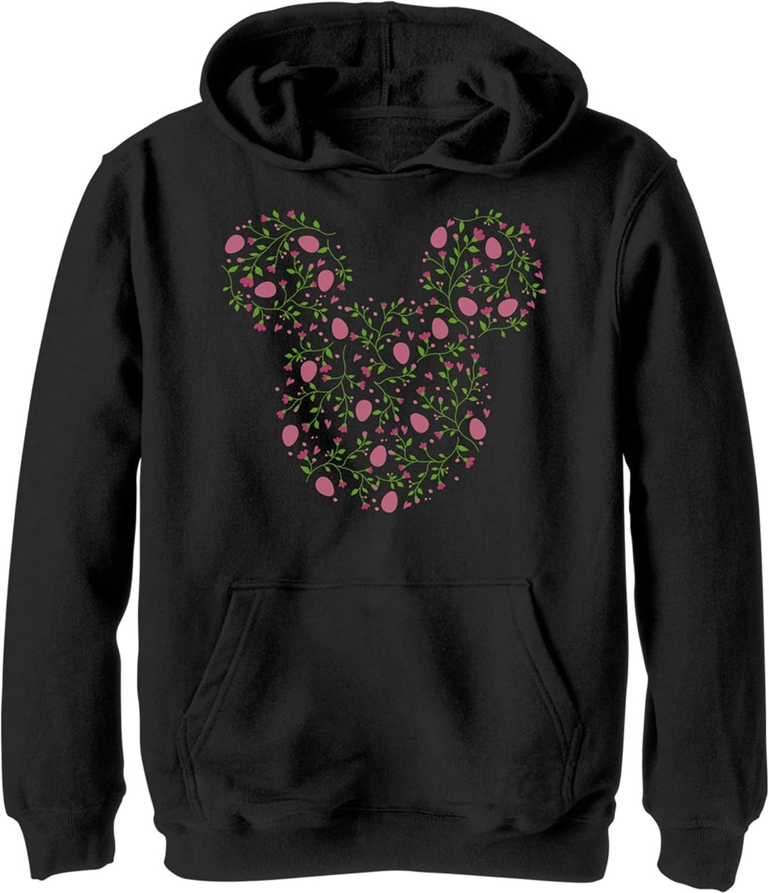 Disney Characters Shabby Chic Egg Boy's Hooded Pullover Fleece, Black, Small