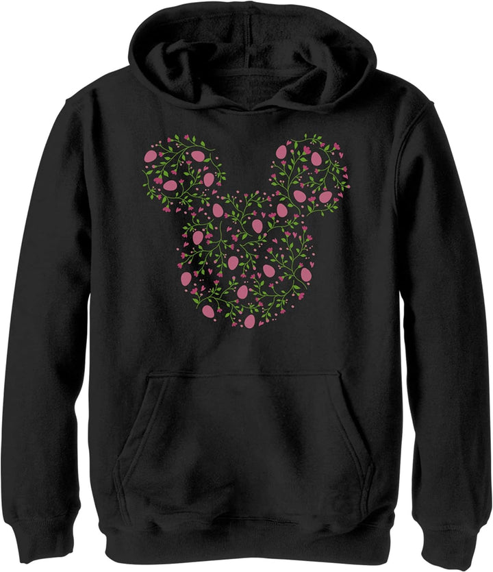 Disney Characters Shabby Chic Egg Boy's Hooded Pullover Fleece, Black, Small