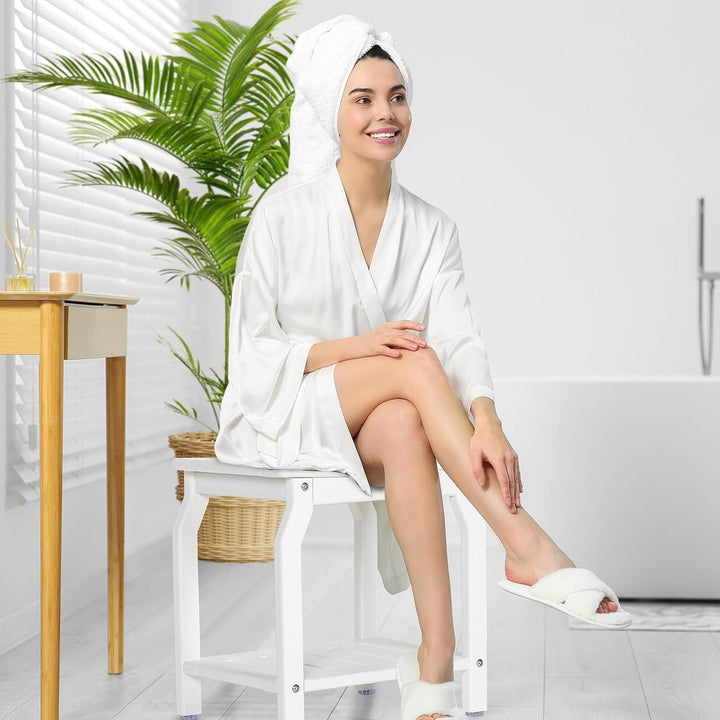 NALONE Beistelltisch Duschhocker, HDPE Badhocker modern Design 2-Tier badezimmerhocker mit rutschfes