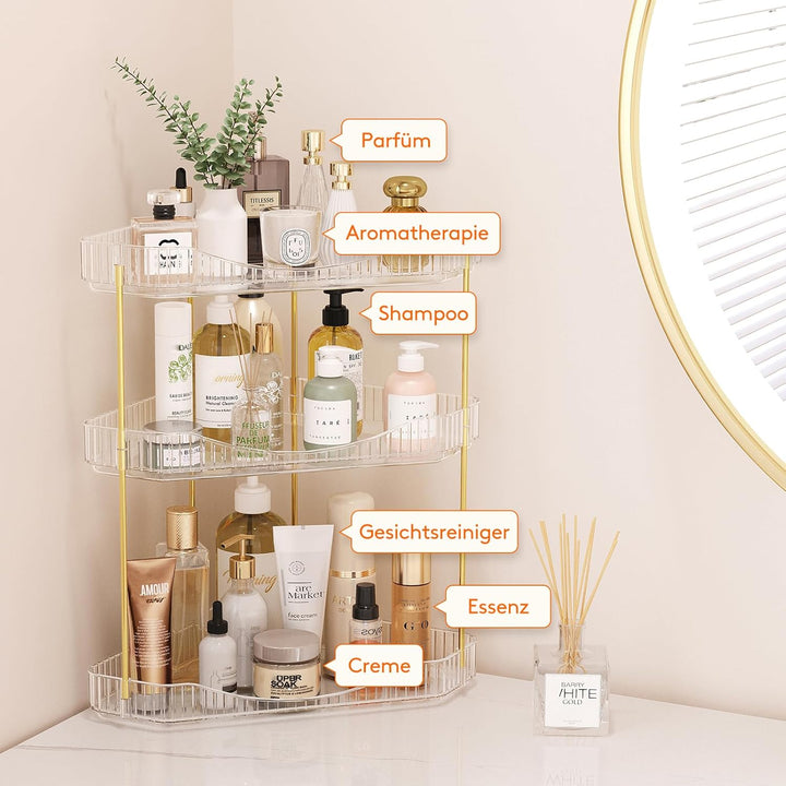 Lifewit Make Up Organizer, 3 Stufen Schminktisch Organizer, Stabil Eck-Mehrzweck-Regal für Parfüm/Ha