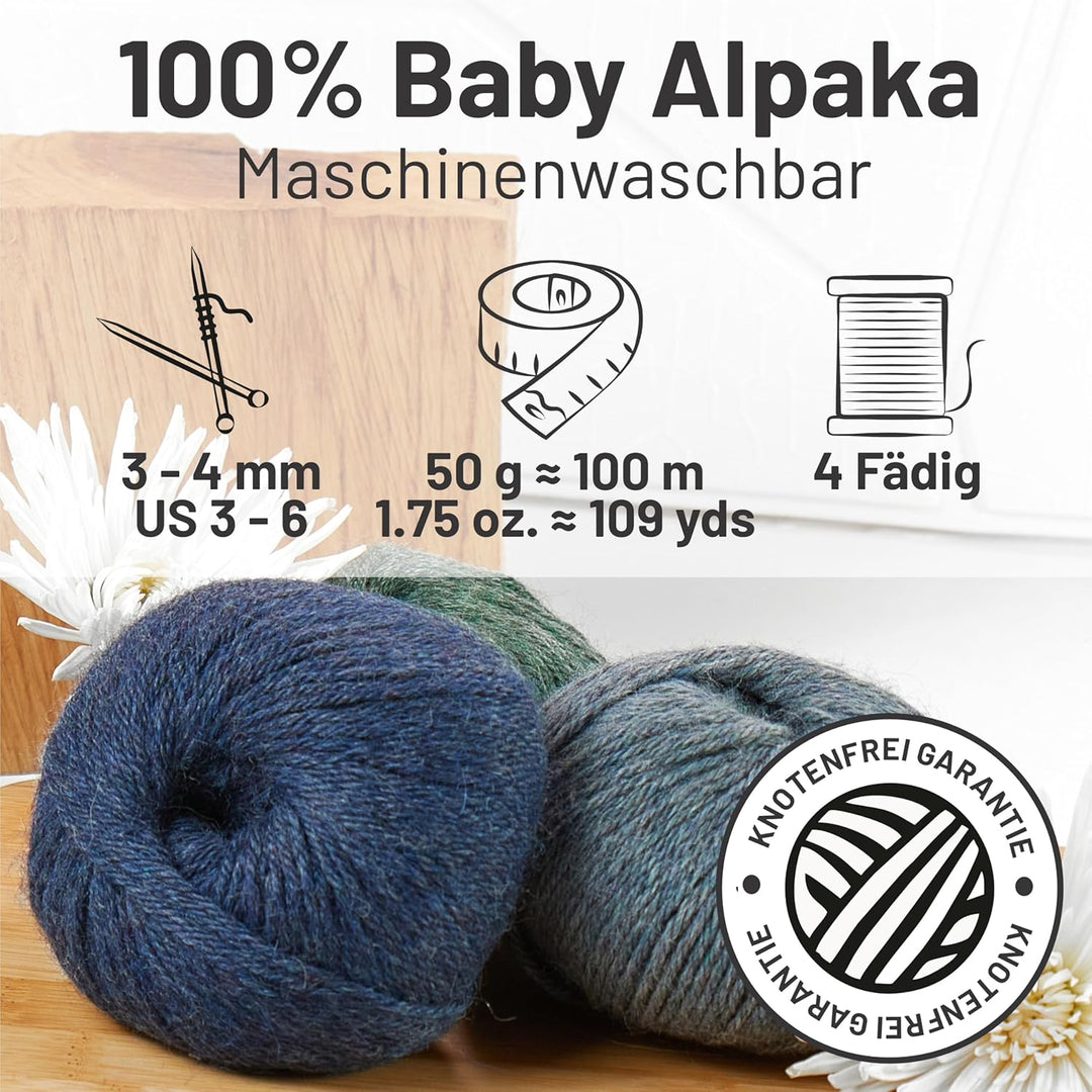 Alpacare 100% die 1. maschinenwaschbare Baby Alpakawolle - 300 Set DK (6 x 50g) - kratzfreie Alpaka