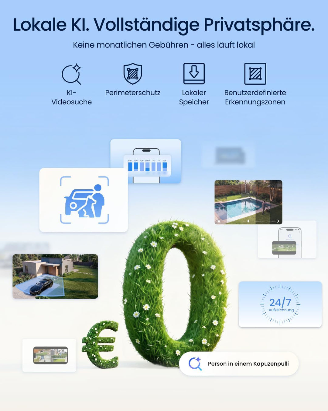Reolink Überwachungskamera Aussen, 10MP+8MP Dreifachobjektiv, OMVI 3i WiFi | 10MP 180° Panorama &amp; 4K