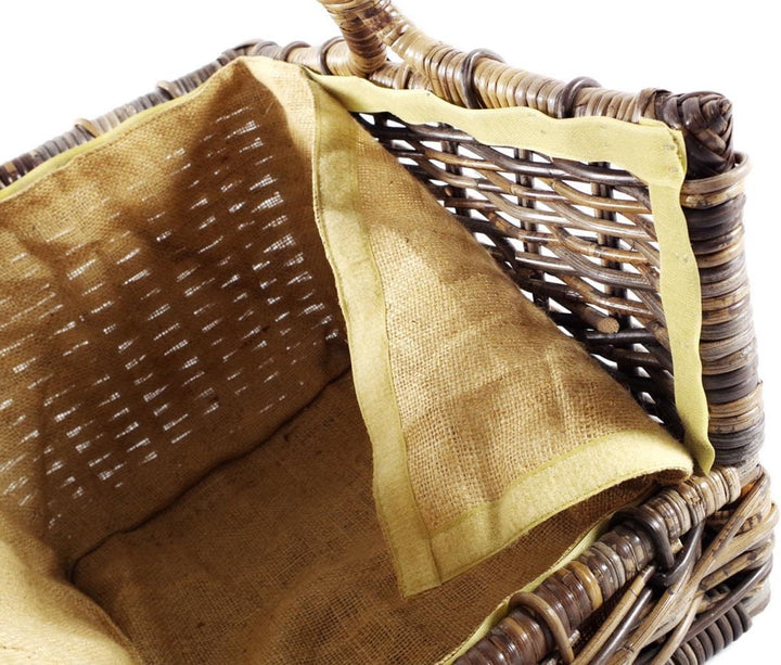 Kobolo Holztrage Holzkorb für Kaminholz - aus Rattan mit abnehmbaren, 51x40x28