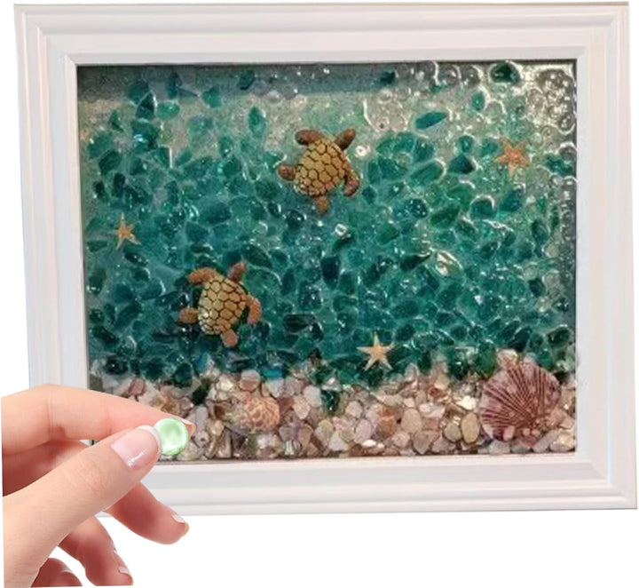 Seeglas-Kunstset, gebeiztes Seeglas-Kunstset mit Fotorahmen, Mosaik-Bastelset, DIY-Seeglas zum Baste