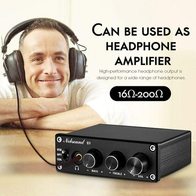 Nobsound Audio Q3 Kopfhörer Verstärker Mini Stereo DAC USB/Optisch/Koaxial zu RCA AUX 24 Bit/192 kHz