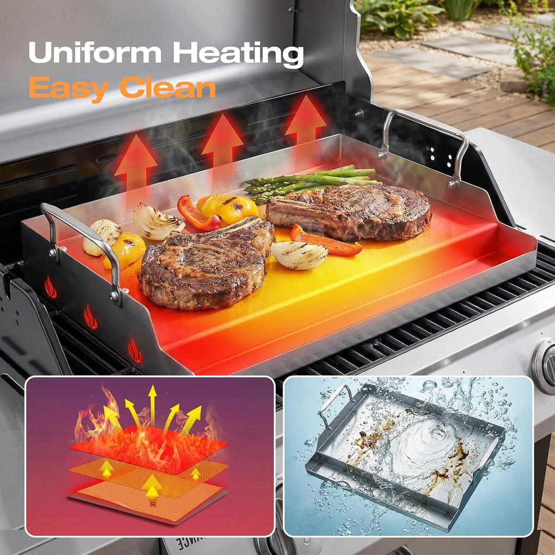 Universal BBQ Edelstahl Plancha Grillplatte Griddle für Gas und Kohle Grills, Universal Flat Top für