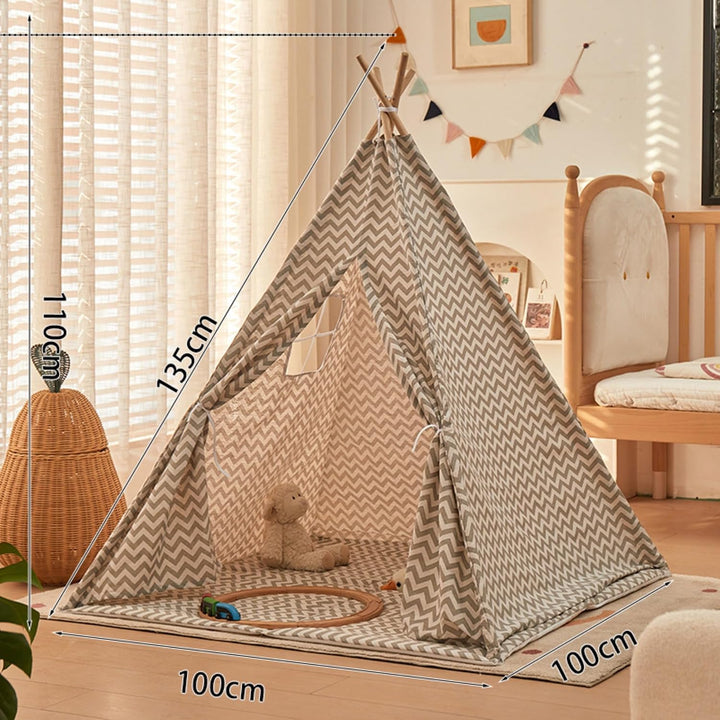 Tipi Zelt für Kinder, 1.35 m Kindertipi Spielzelt, Zelt Kinderzimmer Deko, Indoor Spielzimmer für Mä